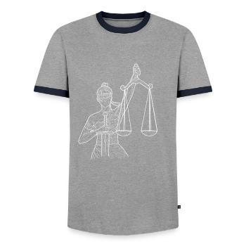 Zodiac Libra white - Men's Ringer Shirt - grey/navy  - Front - AI Model Female 172 light (172cm) & AI Model Male 178 light (178cm)