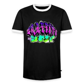 Graffiti is art colorful graffito slogan - Men's Ringer Shirt - black/white - Front - AI Model Female 172 light (172cm) & AI Model Male 178 light (178cm)
