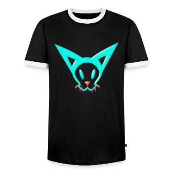 Cat Tcha Tcha Logo - Men's Ringer Shirt - black/white - Front - AI Model Female 172 light (172cm) & AI Model Male 178 light (178cm)