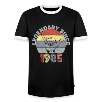 1985 | Vintage Legendär seit 1985 Jubiläum - Männer Kontrast-T-Shirt - Schwarz/Weiß - Vorne - AI Model Female 172 light (172cm) & AI Model Male 178 light (178cm)