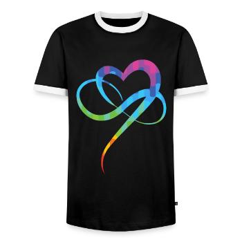 Poly Love Heart - Infinity Herz - T-shirt contrasté Homme - noir/blanc - Devant - AI Model Female 172 light (172cm) & AI Model Male 178 light (178cm)
