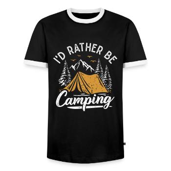 Camping Camping Mountains Hiking Camper - Men's Ringer Shirt - black/white - Front - AI Model Female 172 light (172cm) & AI Model Male 178 light (178cm)