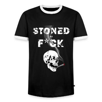 stoned weed cannabis weed marihuana THC Gras 420 - T-shirt contrasté Homme - noir/blanc - Devant - AI Model Female 172 light (172cm) & AI Model Male 178 light (178cm)