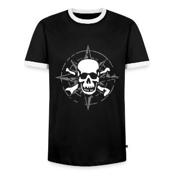 windrose_skull_02_a_2c - Männer Kontrast-T-Shirt - Schwarz/Weiß - Vorne - AI Model Female 172 light (172cm) & AI Model Male 178 light (178cm)
