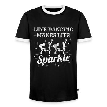 Line Dance Dancing Dancer Country Music Gift - Men's Ringer Shirt - black/white - Front - AI Model Female 172 light (172cm) & AI Model Male 178 light (178cm)
