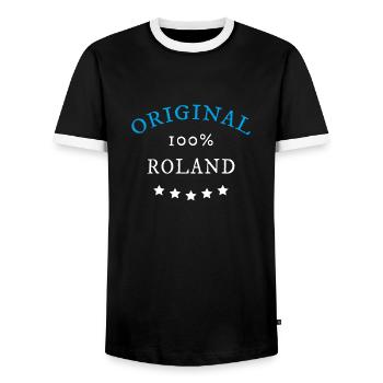 Original 100% Roland, Geschenk, Namen - Männer Kontrast-T-Shirt - Schwarz/Weiß - Vorne - AI Model Female 172 light (172cm) & AI Model Male 178 light (178cm)