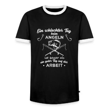 ein schlechter Tag beim ANGELN fischen geschenk - Männer Kontrast-T-Shirt - Schwarz/Weiß - Vorne - AI Model Female 172 light (172cm) & AI Model Male 178 light (178cm)