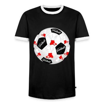 Poland Football Footballer Polska Football Footballer - Men's Ringer Shirt - black/white - Front - AI Model Female 172 light (172cm) & AI Model Male 178 light (178cm)