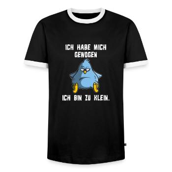 I weighed myself - I'm too small, bird - Men's Ringer Shirt - black/white - Front - AI Model Female 172 light (172cm) & AI Model Male 178 light (178cm)