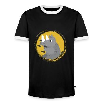 T-shirt images de corps de rhinocéros - T-shirt contrasté Homme - noir/blanc - Devant - AI Model Female 172 light (172cm) & AI Model Male 178 light (178cm)