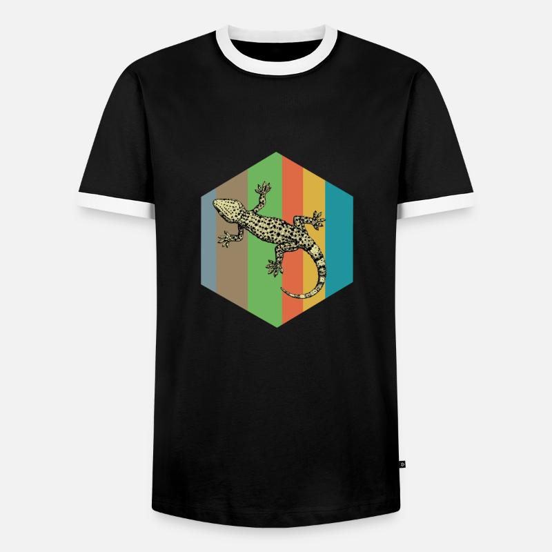 Eidechse - Männer Kontrast-T-Shirt - Schwarz/Weiß