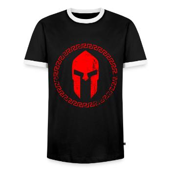 spartaner /Sparta - Männer Kontrast-T-Shirt - Schwarz/Weiß - Vorne - AI Model Female 172 light (172cm) & AI Model Male 178 light (178cm)