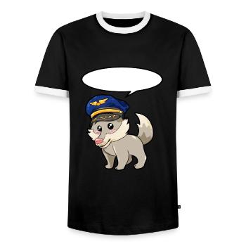Pilot Wolf - Männer Kontrast-T-Shirt - Schwarz/Weiß - Vorne - AI Model Female 172 light (172cm) & AI Model Male 178 light (178cm)