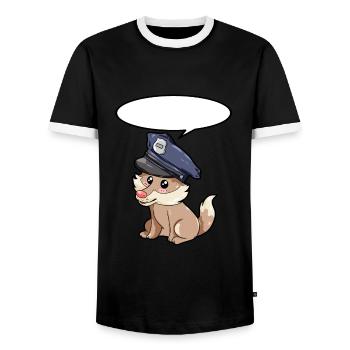Policeman Wolf - Men's Ringer Shirt - black/white - Front - AI Model Female 172 light (172cm) & AI Model Male 178 light (178cm)