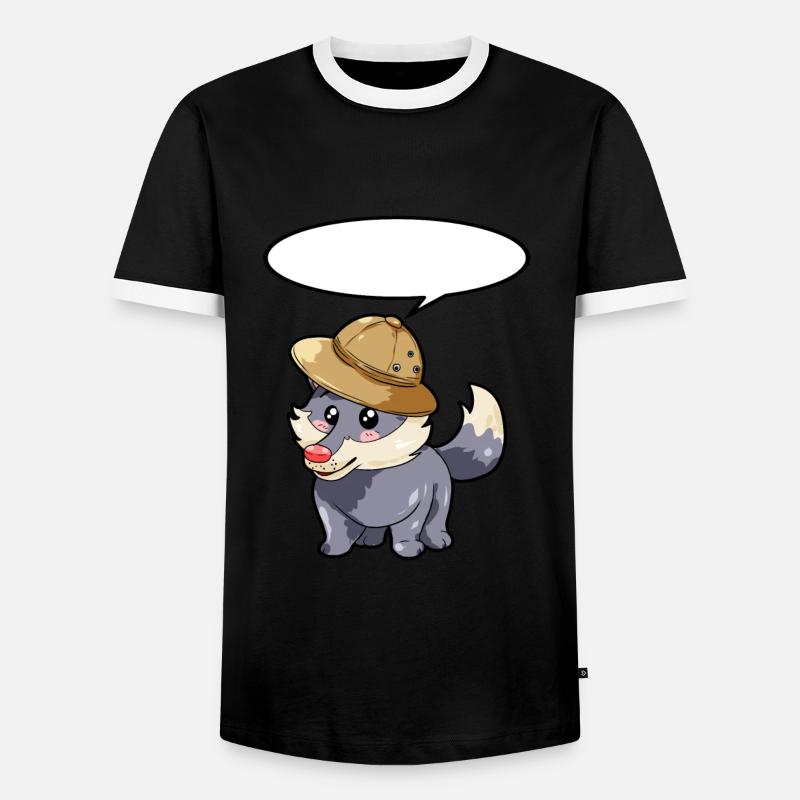 Hunter Wolf - Men's Ringer Shirt - black/white