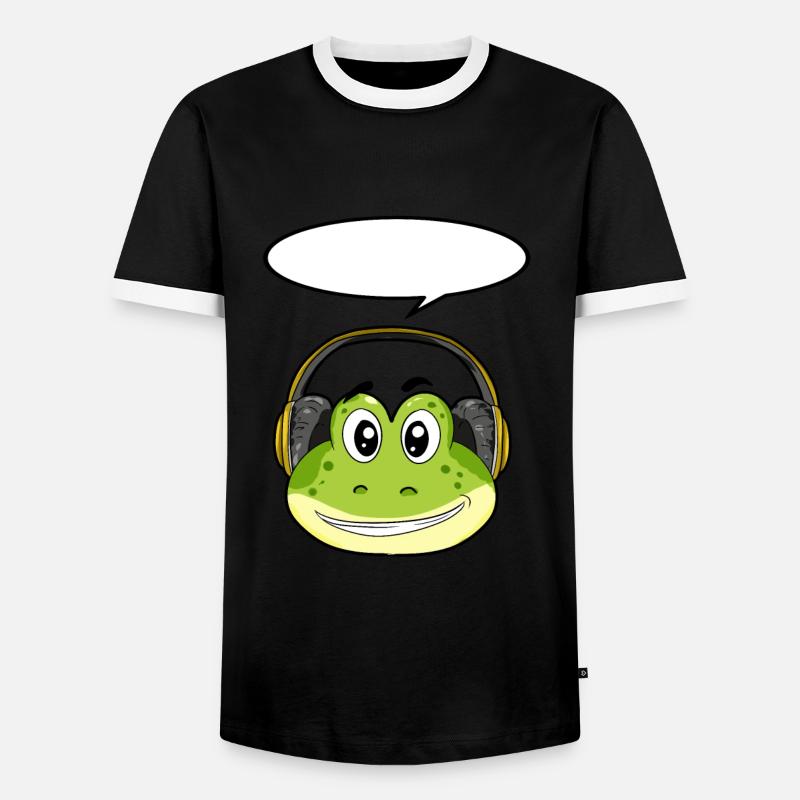 Frosch mit Kopfhörer - Männer Kontrast-T-Shirt - Schwarz/Weiß