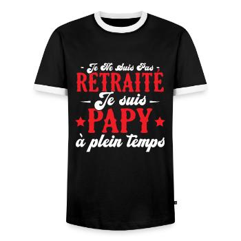Je ne suis pas retraité je suis papy à plein temps - T-shirt contrasté Homme - noir/blanc - Devant - AI Model Female 172 light (172cm) & AI Model Male 178 light (178cm)