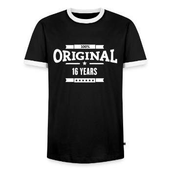 Original 16 Years - Männer Kontrast-T-Shirt - Schwarz/Weiß - Vorne - AI Model Female 172 light (172cm) & AI Model Male 178 light (178cm)