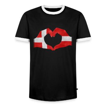 Touchez coeur Danemark drapeau 010 modèles ronds - T-shirt contrasté Homme - noir/blanc - Devant - AI Model Female 172 light (172cm) & AI Model Male 178 light (178cm)