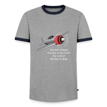 Pilot Luftfahrt Flugzeug Fliegen Geschenk - Männer Kontrast-T-Shirt - Grau/Navy  - Vorne - AI Model Female 172 light (172cm) & AI Model Male 178 light (178cm)