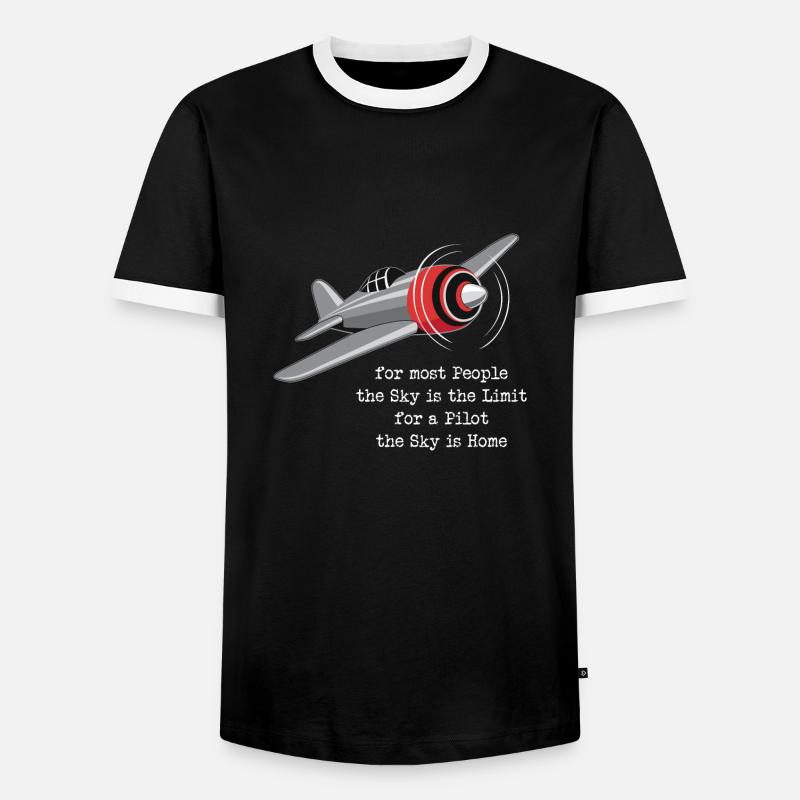 Pilot aviation plane flying gift - Men's Ringer Shirt - black/white