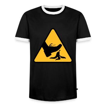 Risk of slipping with a banana - Men's Ringer Shirt - black/white - Front - AI Model Female 172 light (172cm) & AI Model Male 178 light (178cm)