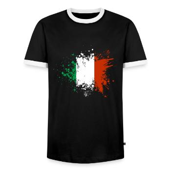 La peinture du drapeau italien éclabousse Rome Italie Pise - T-shirt contrasté Homme - noir/blanc - Devant - AI Model Female 172 light (172cm) & AI Model Male 178 light (178cm)