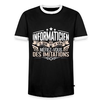 Informaticien le seul Informaticien le vrai Inform - T-shirt contrasté Homme - noir/blanc - Devant - AI Model Female 172 light (172cm) & AI Model Male 178 light (178cm)
