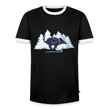 Cochon d hiver sauvage violet - T-shirt contrasté Homme - noir/blanc - Devant - AI Model Female 172 light (172cm) & AI Model Male 178 light (178cm)