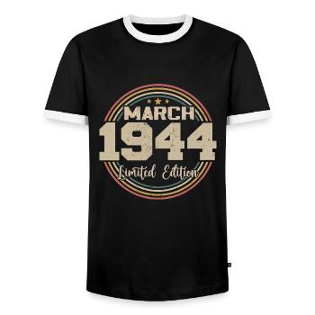 Génial Depuis Mars 1944 Anniversaire 1944 Cadeau - T-shirt contrasté Homme - noir/blanc - Devant - AI Model Female 172 light (172cm) & AI Model Male 178 light (178cm)