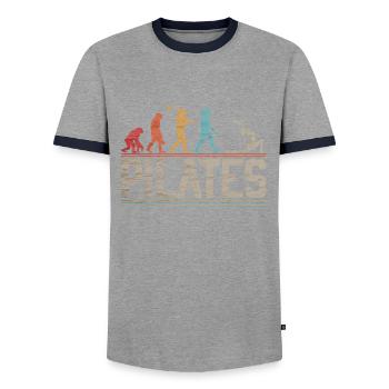 Evolution Pilates Frau Nice Fitness - Männer Kontrast-T-Shirt - Grau/Navy  - Vorne - AI Model Female 172 light (172cm) & AI Model Male 178 light (178cm)