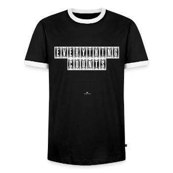 Everything Counts white - Männer Kontrast-T-Shirt - Schwarz/Weiß - Vorne - AI Model Female 172 light (172cm) & AI Model Male 178 light (178cm)