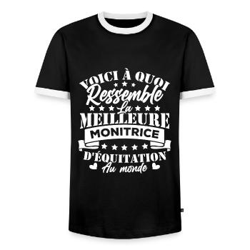 La meilleure monitrice d'équitation au monde - T-shirt contrasté Homme - noir/blanc - Devant - AI Model Female 172 light (172cm) & AI Model Male 178 light (178cm)