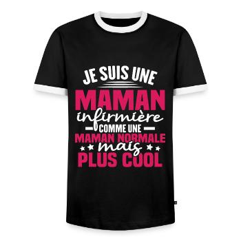 Je suis une maman infirmière - T-shirt contrasté Homme - noir/blanc - Devant - AI Model Female 172 light (172cm) & AI Model Male 178 light (178cm)