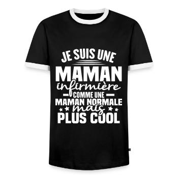 Je suis une maman infirmière - T-shirt contrasté Homme - noir/blanc - Devant - AI Model Female 172 light (172cm) & AI Model Male 178 light (178cm)