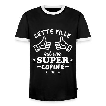 Cette fille est une super copine - T-shirt contrasté Homme - noir/blanc - Devant - AI Model Female 172 light (172cm) & AI Model Male 178 light (178cm)