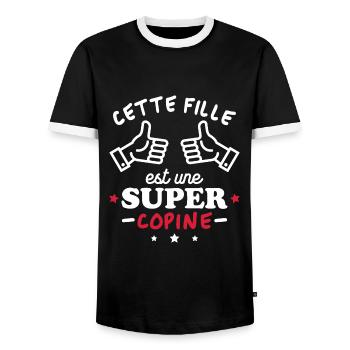 Cette fille est une super copine - T-shirt contrasté Homme - noir/blanc - Devant - AI Model Female 172 light (172cm) & AI Model Male 178 light (178cm)