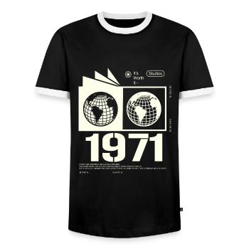 Cadeau d’anniversaire rétro vintage 1971 1971 - T-shirt contrasté Homme - noir/blanc - Devant - AI Model Female 172 light (172cm) & AI Model Male 178 light (178cm)