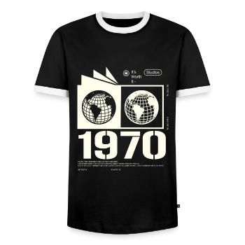 Jahrgang 1970 Retro Geburtstag Geschenk 1970 - Männer Kontrast-T-Shirt - Schwarz/Weiß - Vorne - AI Model Female 172 light (172cm) & AI Model Male 178 light (178cm)