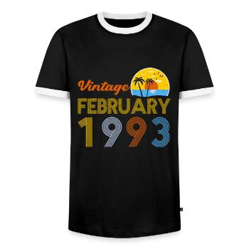 30th Birthday Vintage February 1993 30 Years Gifts - Men's Ringer Shirt - black/white - Front - AI Model Female 172 light (172cm) & AI Model Male 178 light (178cm)