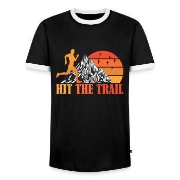 Hit The Trail -Trail Runner Running - T-shirt contrasté Homme - noir/blanc - Devant - AI Model Female 172 light (172cm) & AI Model Male 178 light (178cm)
