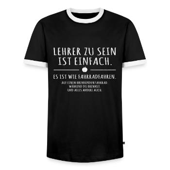 Lehrer Schule Fahrradfahren Lustig - Männer Kontrast-T-Shirt - Schwarz/Weiß - Vorne - AI Model Female 172 light (172cm) & AI Model Male 178 light (178cm)