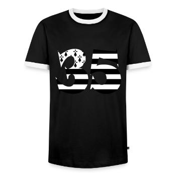 35 Britain Flag - Men's Ringer Shirt - black/white - Front - AI Model Female 172 light (172cm) & AI Model Male 178 light (178cm)