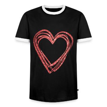 Valentinstag Geschenk Niedliche Glitzer Herz Gliederung - Männer Kontrast-T-Shirt - Schwarz/Weiß - Vorne - AI Model Female 172 light (172cm) & AI Model Male 178 light (178cm)