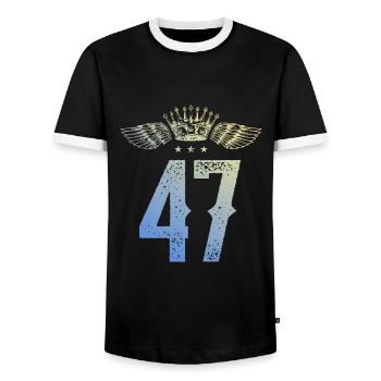 47 Couronne numérique - T-shirt contrasté Homme - noir/blanc - Devant - AI Model Female 172 light (172cm) & AI Model Male 178 light (178cm)