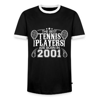 2001 Tennisspieler | Tennisspieler Geschenk 2001 - Männer Kontrast-T-Shirt - Schwarz/Weiß - Vorne - AI Model Female 172 light (172cm) & AI Model Male 178 light (178cm)