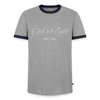 Old but Gold Est. 1993 Script Typografie Geschenk - Männer Kontrast-T-Shirt - Grau/Navy  - Vorne - AI Model Female 172 light (172cm) & AI Model Male 178 light (178cm)