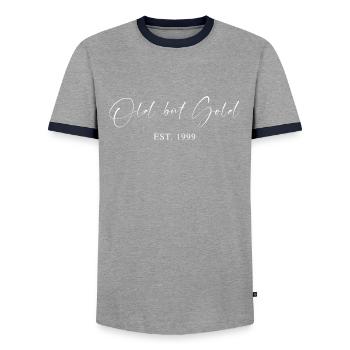 Old but Gold Est. 1999 Script Typografie Geschenk - Männer Kontrast-T-Shirt - Grau/Navy  - Vorne - AI Model Female 172 light (172cm) & AI Model Male 178 light (178cm)