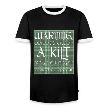 Lustiger Schottland Kilt Spruch Schottenrock - Männer Kontrast-T-Shirt - Schwarz/Weiß - Vorne - AI Model Female 172 light (172cm) & AI Model Male 178 light (178cm)