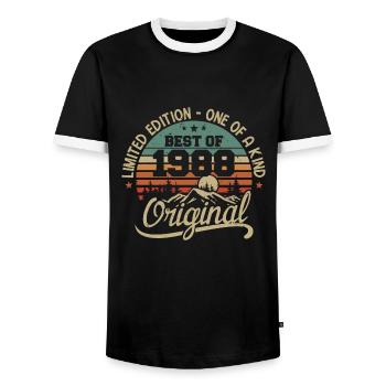 Vintage 1988 Légende - Rétro Cadeau D’anniversaire - T-shirt contrasté Homme - noir/blanc - Devant - AI Model Female 172 light (172cm) & AI Model Male 178 light (178cm)